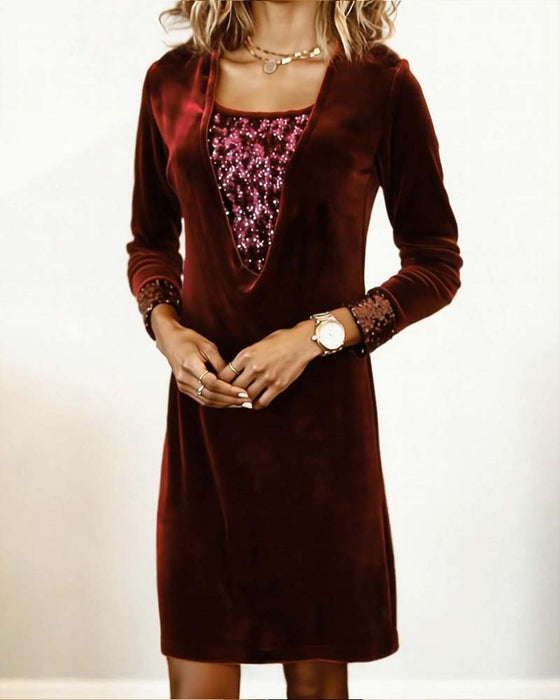 Klänning Elegant Paljett Lapptäcke