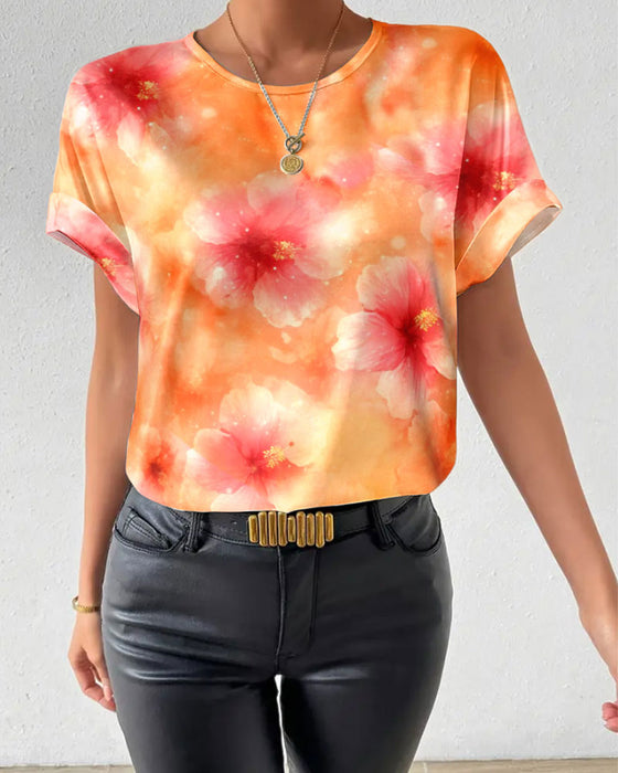 T-shirt Rundhalsad Tie-Dye Stor Blomma