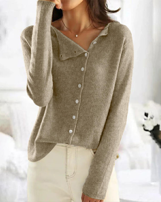 Pullover Knapp Oregelbunden Solid