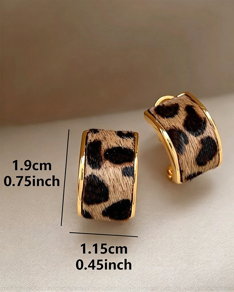Dam Leopardmönster Geometrisk Statement Ringörhängen