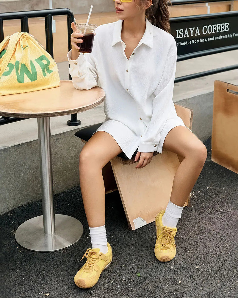 Set Lös Passform Off-Shoulder Casual