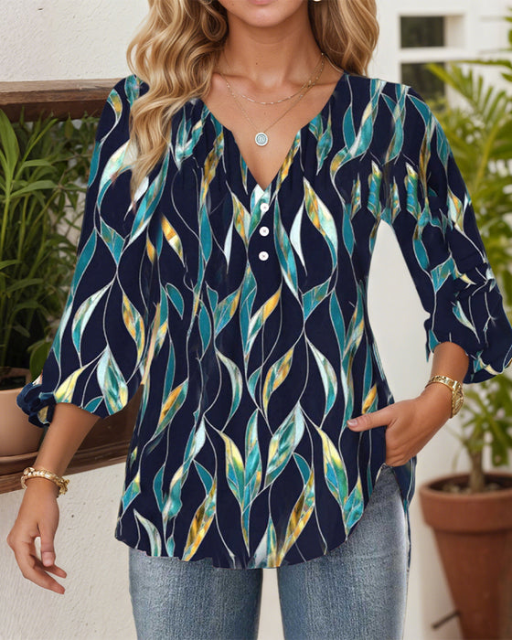 Blus Casual V-Ringning
