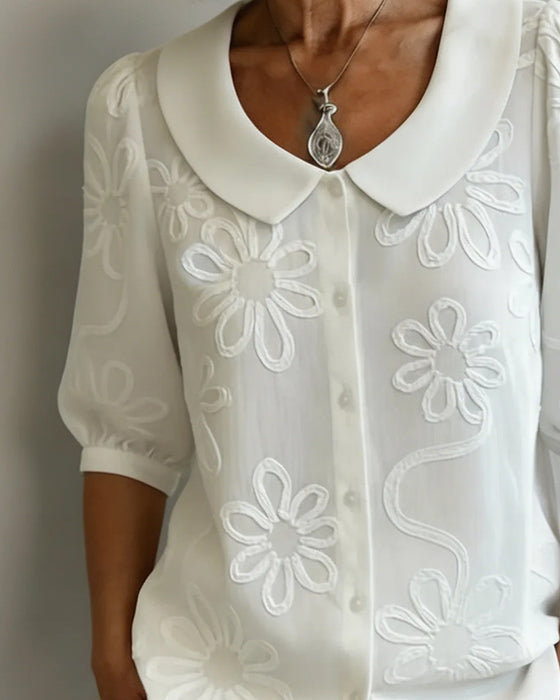 Blus Blommönster Kortärmad