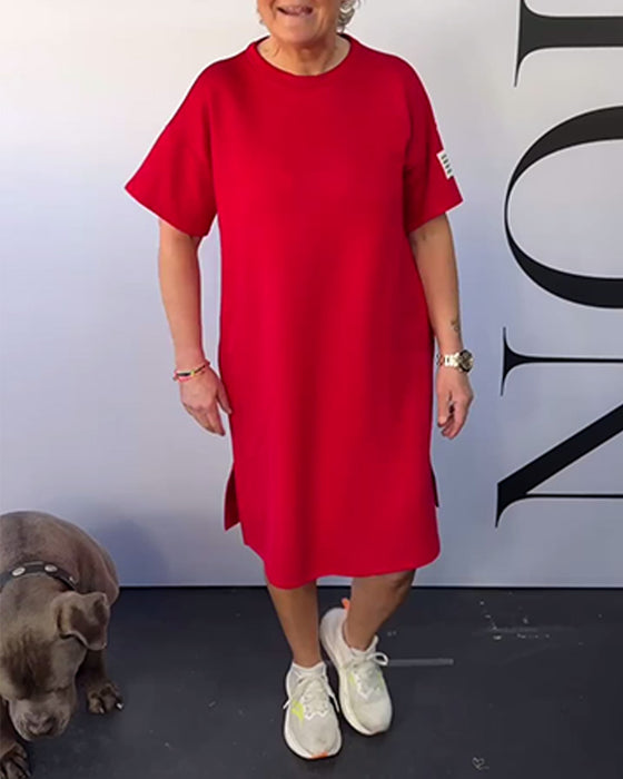 Klänning Rundhalsad Casual Kortärmad Enkel