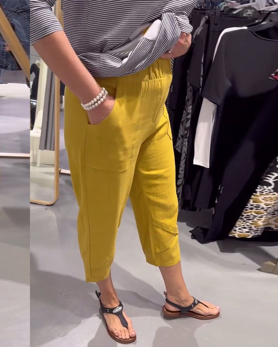 Byxor Avslappnade Avsmalnande Bomull Och Linne Korta