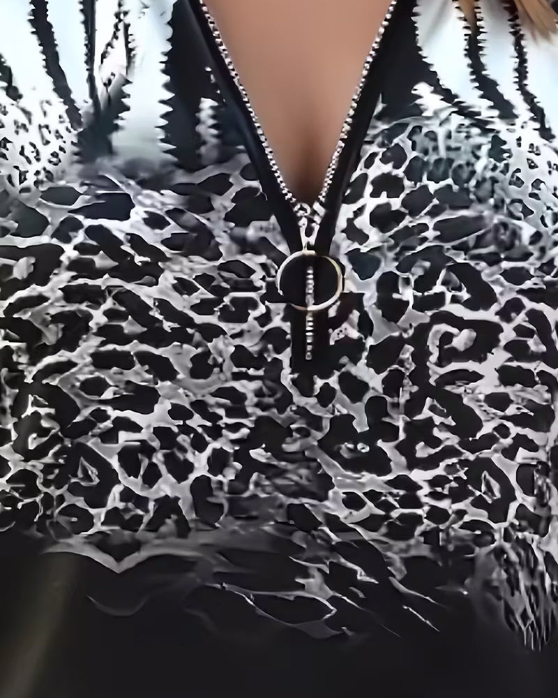 Topp Blixtlås Leopard Och Zebra Tryck