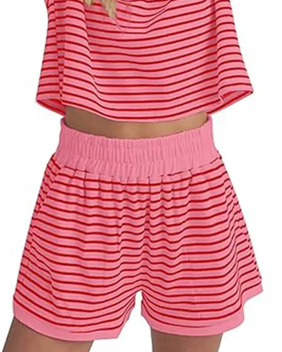Set Randig Kortärmade Shorts