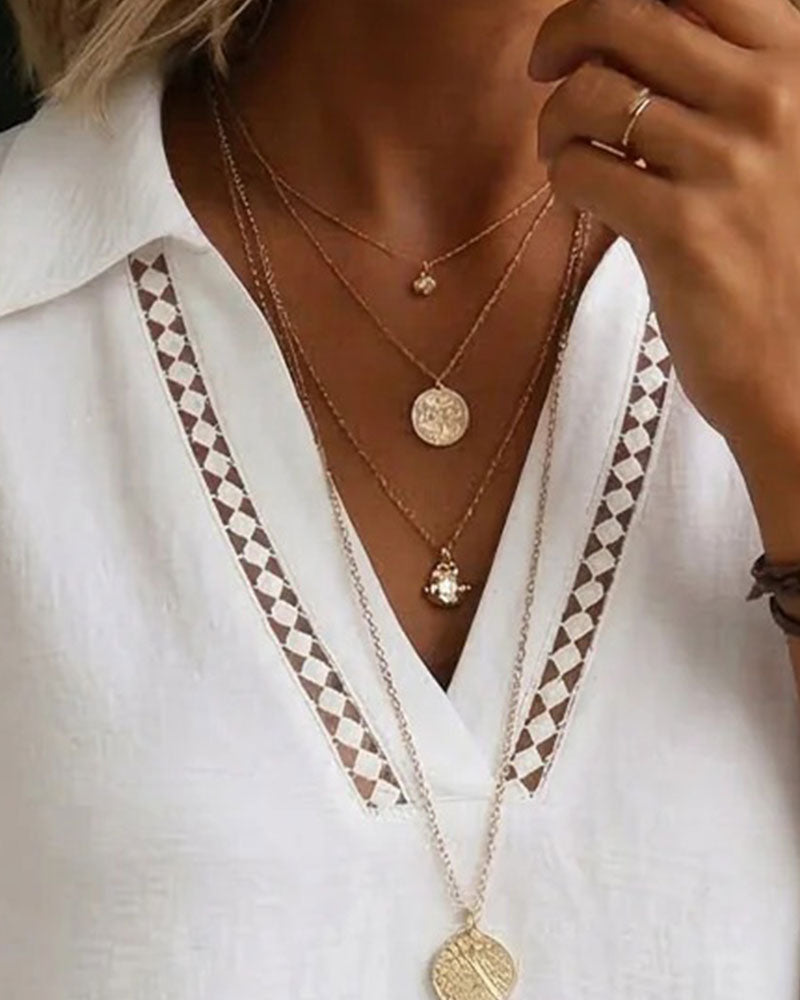 Blus Enfärgad Kavajslag Utskärning Lappverk