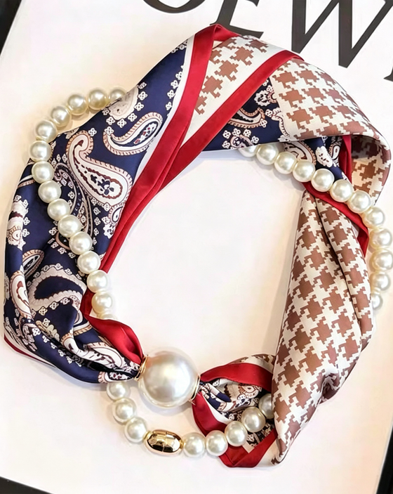 Halsband Lång Pärlprydd Silke