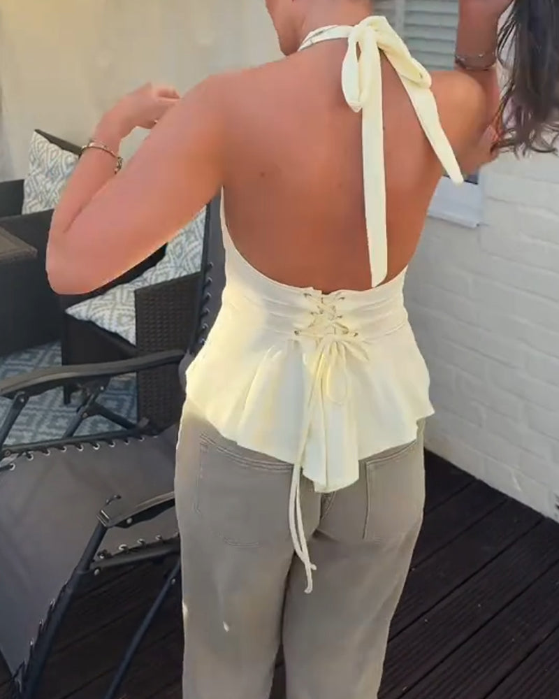 Tank Top Halter Bältad Passform