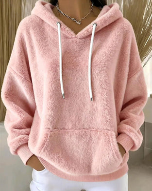 Hoodie Plysch Huvförsedd Avslappnad
