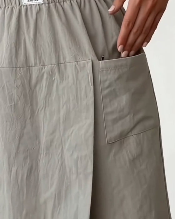 Shorts Casual Enfärgad Fickdesign