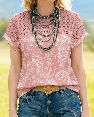 T-Shirt Tryckt Rund Hals Lappverk