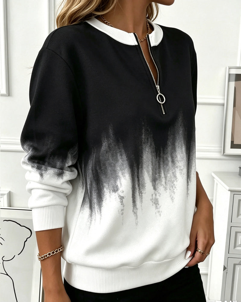 Sweatshirt Ledig Gradient Långärmad