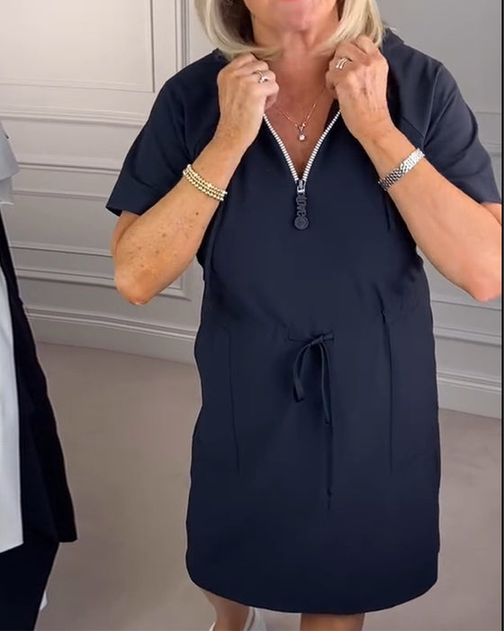 Klänning Med Huva Och Halvdragkedja Sport