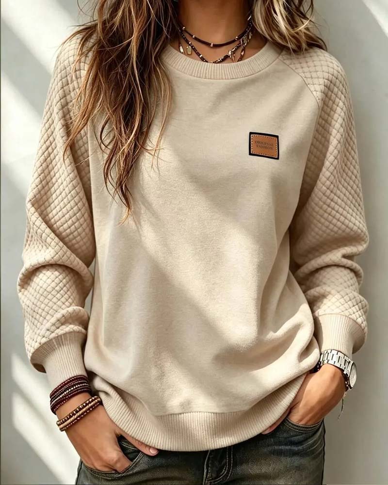 Sweatshirt Rundhalsad Argyle Raglanärm Pullover