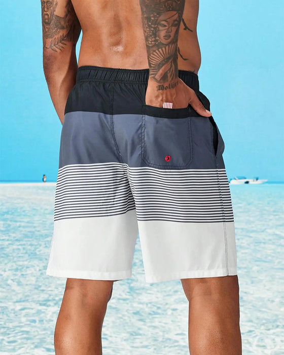 Shorts Herr Färgblockerad Randig Strand