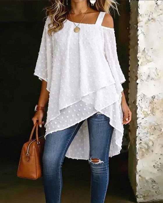 Blus Tredimensionell Blommig Enaxlad