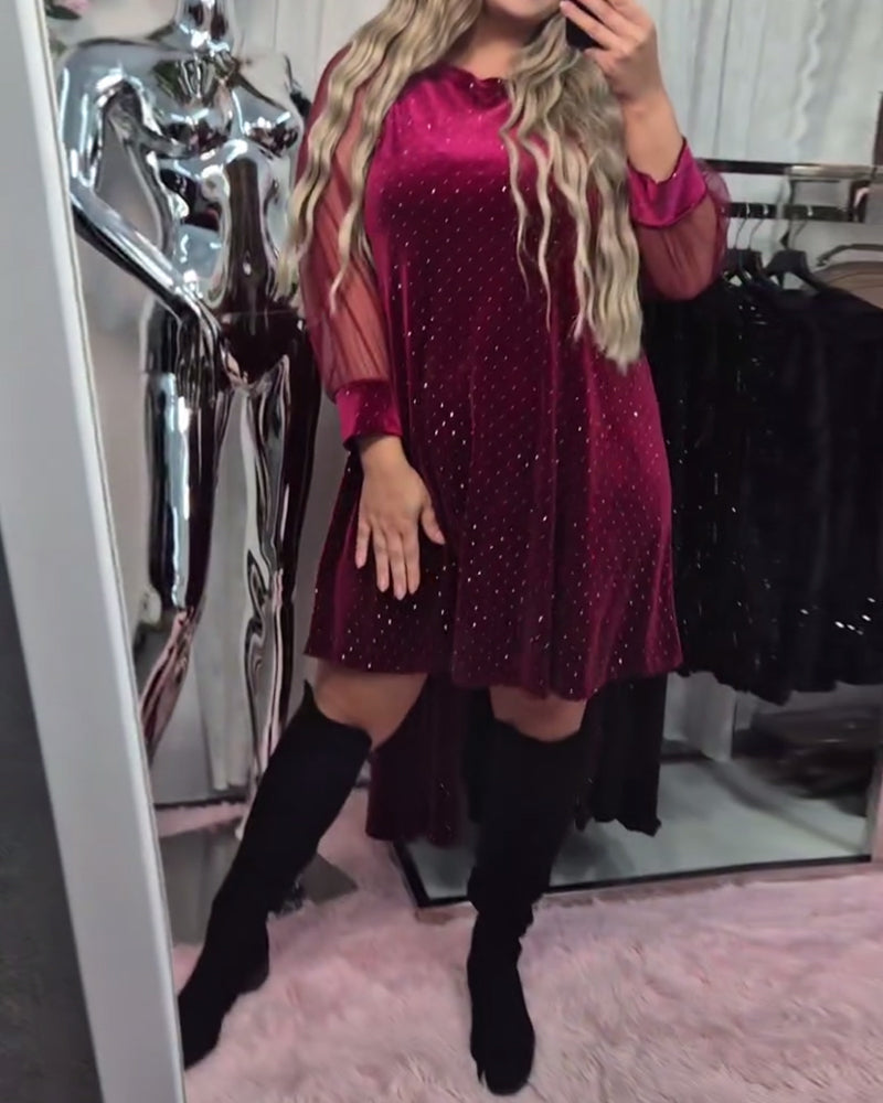 Klänning Nät Långärmad Elegant