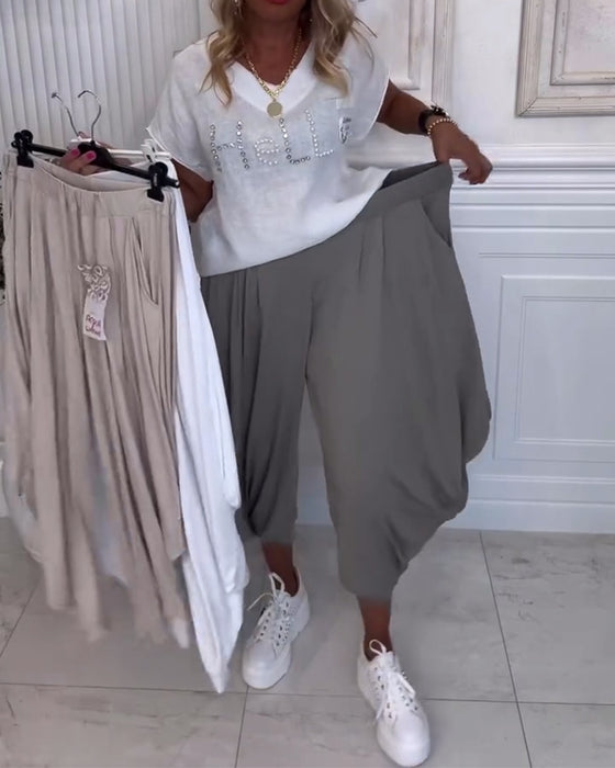 Byxor Enfärgade Puffiga Vardagliga