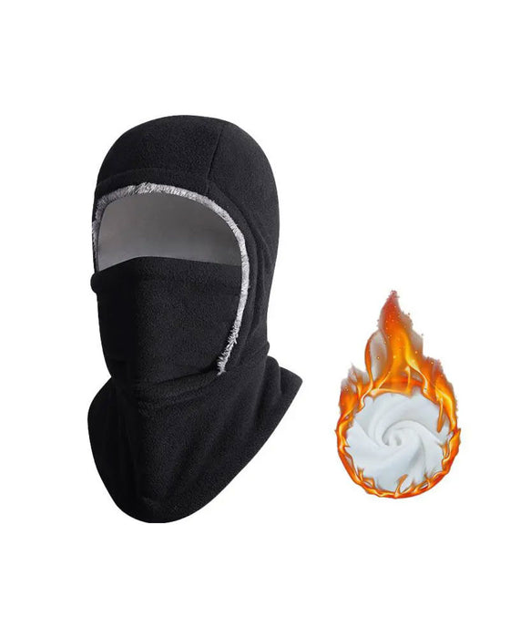 Vinter 2 I 1 Mössa Och Ansiktsmask Vindtät Tjock Fleecefoder För Utomhussport Svart
