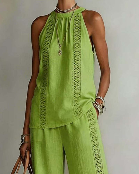 Tvådelad Set Hollow Out Halter