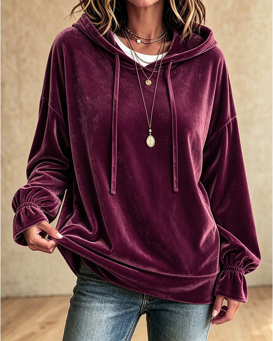 Hoodie Enfärgad Långärmad