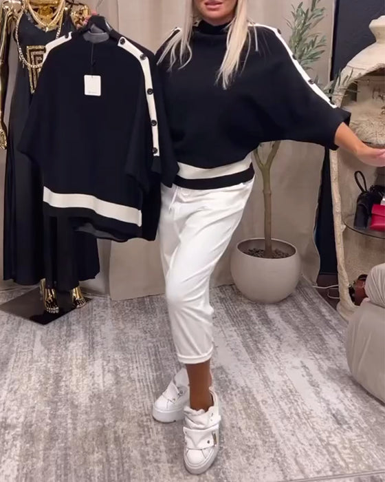 Colourblock tröja med knäppning