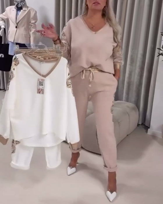 Kostym Långärmad V-ringad Fritidströja