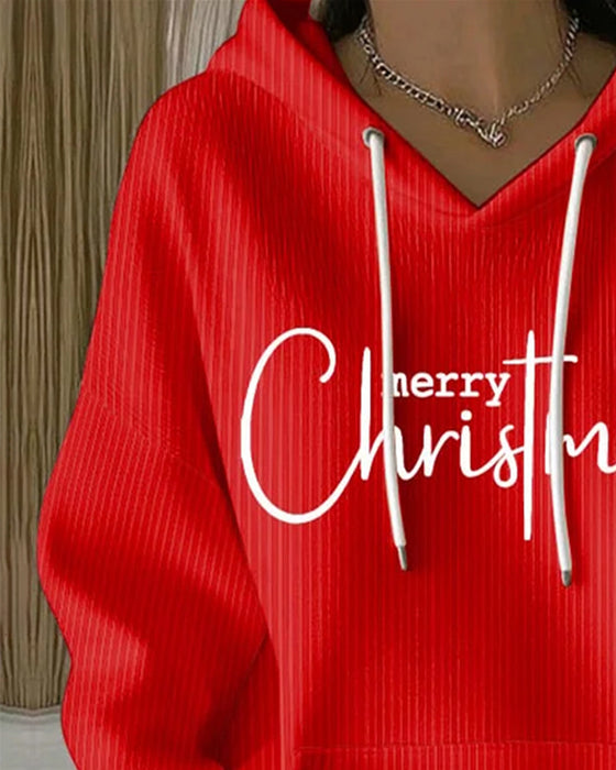 Casual Långärmad Huvtröja Med Texttryck