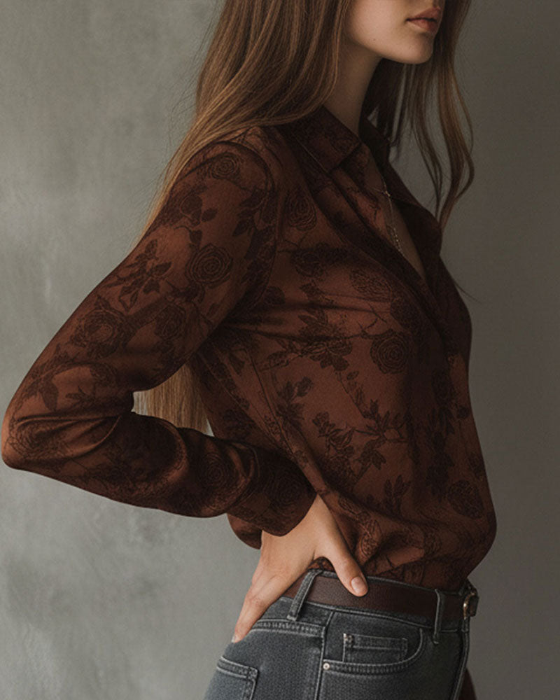 Skjorta Retro Blommig