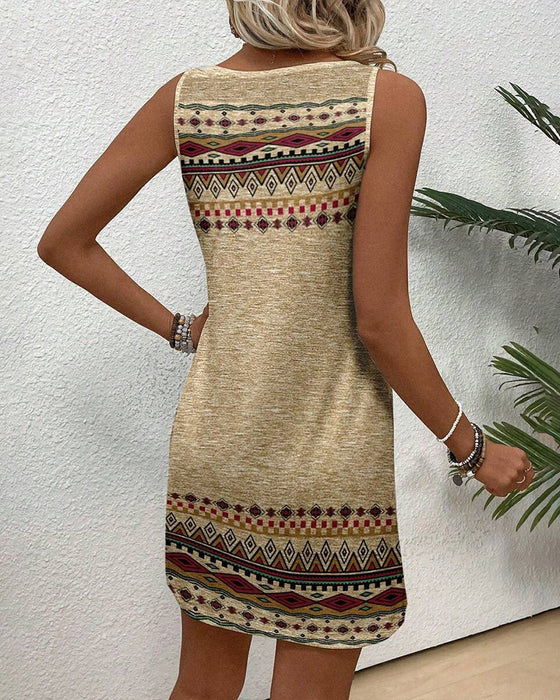 Linneklänning Bohemiskt Tryck