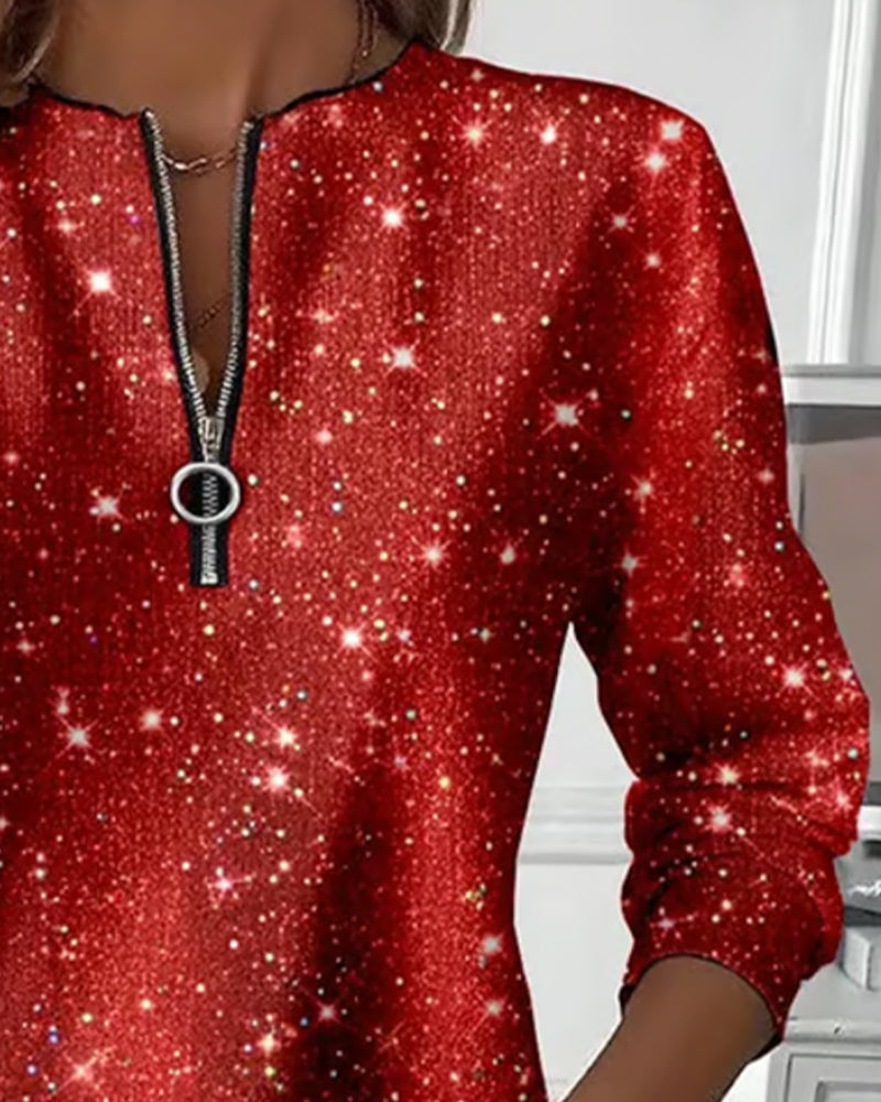 Casual Långärmad Sweatshirt Med Halvblix