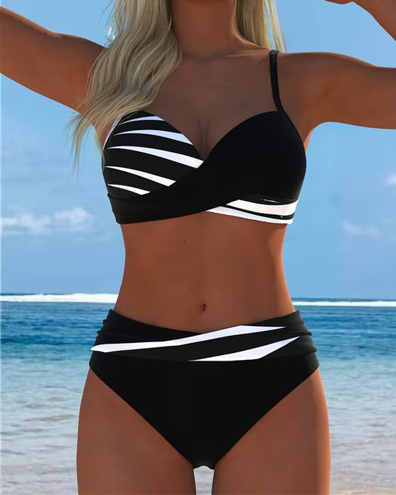 Bikini Kamisol Färgblock Kors