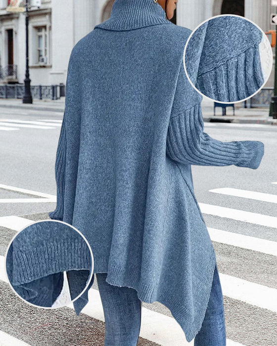 Högkragad Oregelbunden Lös Tröja