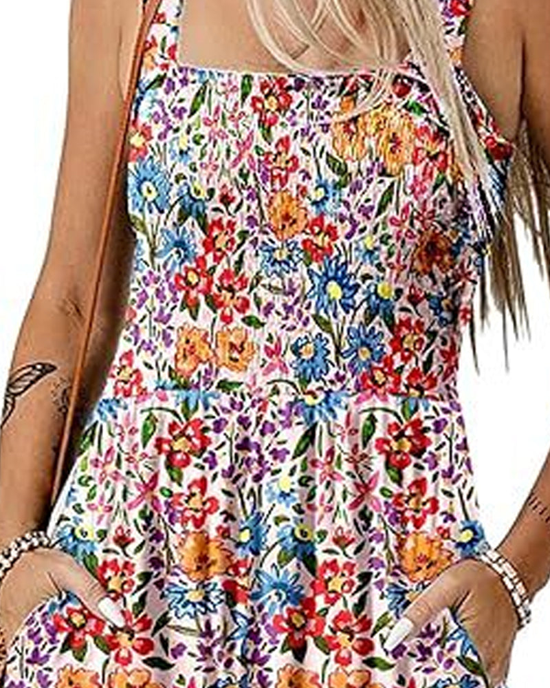 Hoppdräkt blommig avslappnad bandshorts