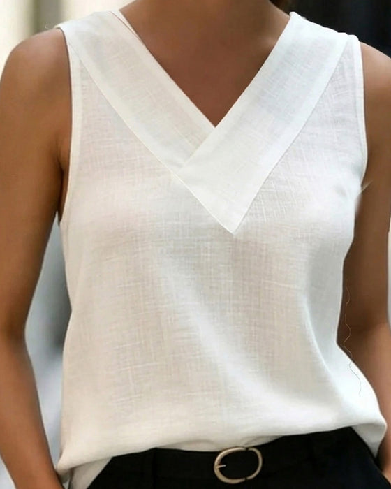 Tank Top Ärmlös V-Hals Kors