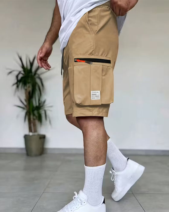 Herr Byxa Enfärgad Loose Fit Kort Cargo