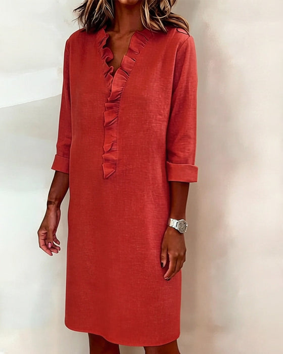 Klänning Ryschad V-Ringning Enfärgad