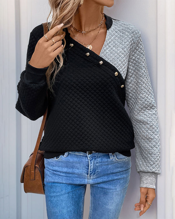 Långärmad sweatshirt med avslappnad färgblockering