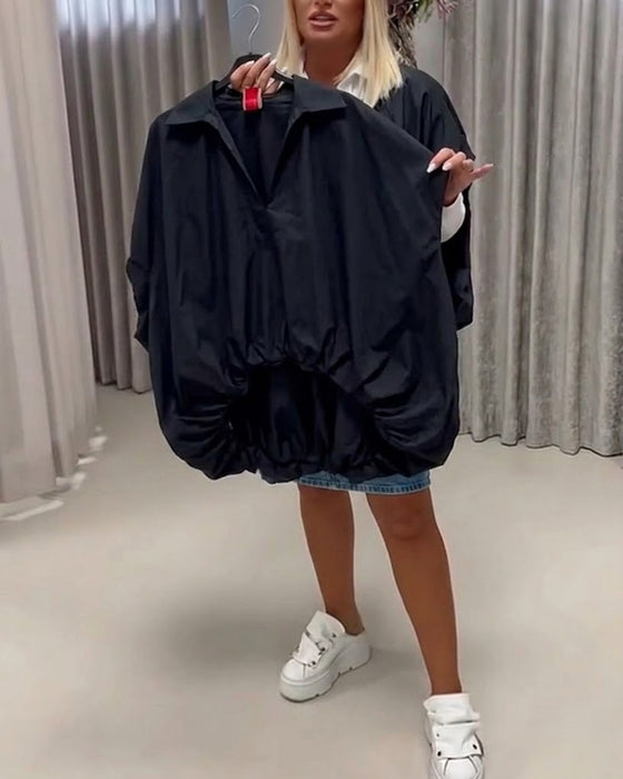 Blus Krage Loose Fit Fladdermusärm