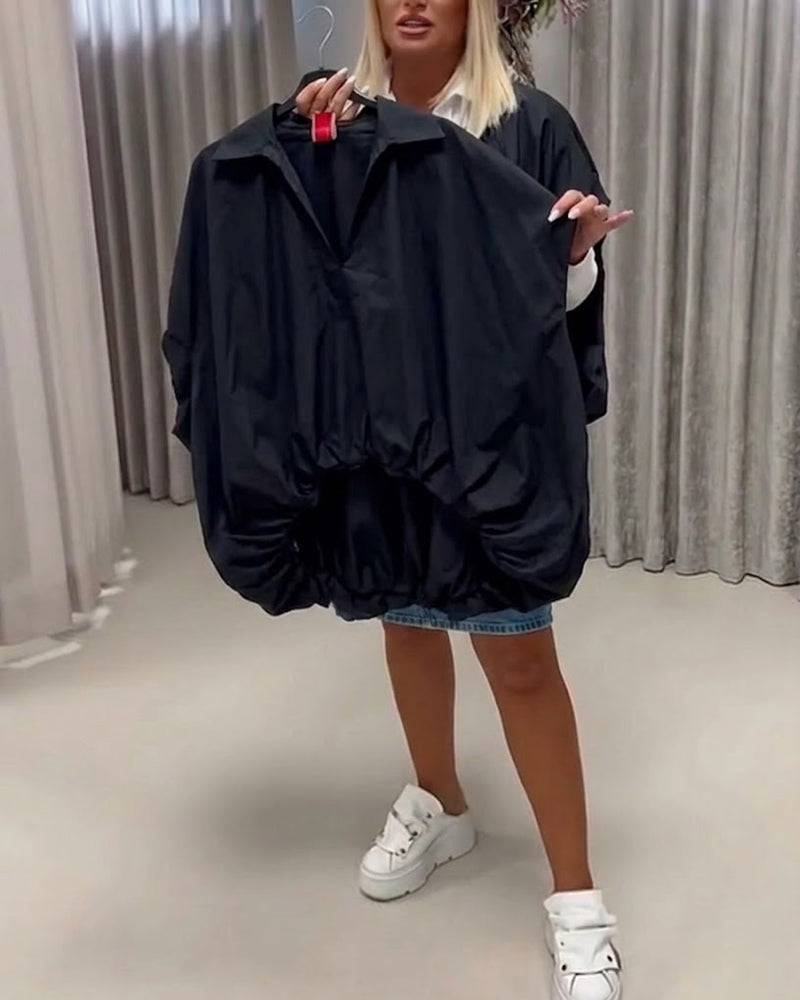 Blus Krage Loose Fit Fladdermusärm