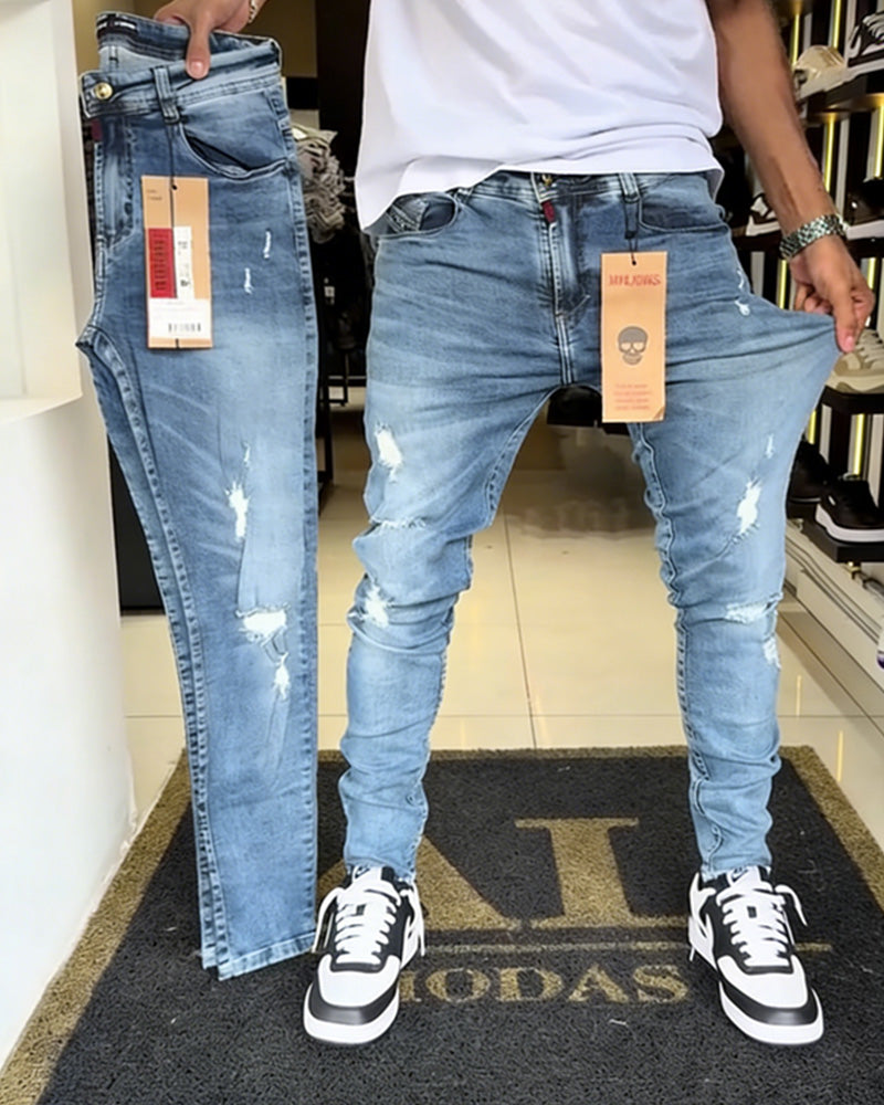 Jeans Nedslitna Slim-Fit Avsmalnande