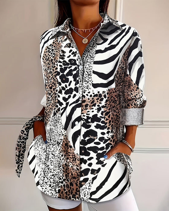 Blus Zebra Och Leopard Tryck Lös