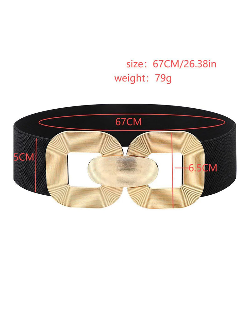 Vintage Gyllene Spänne Högelastisk Läderbälte För Kvinnor