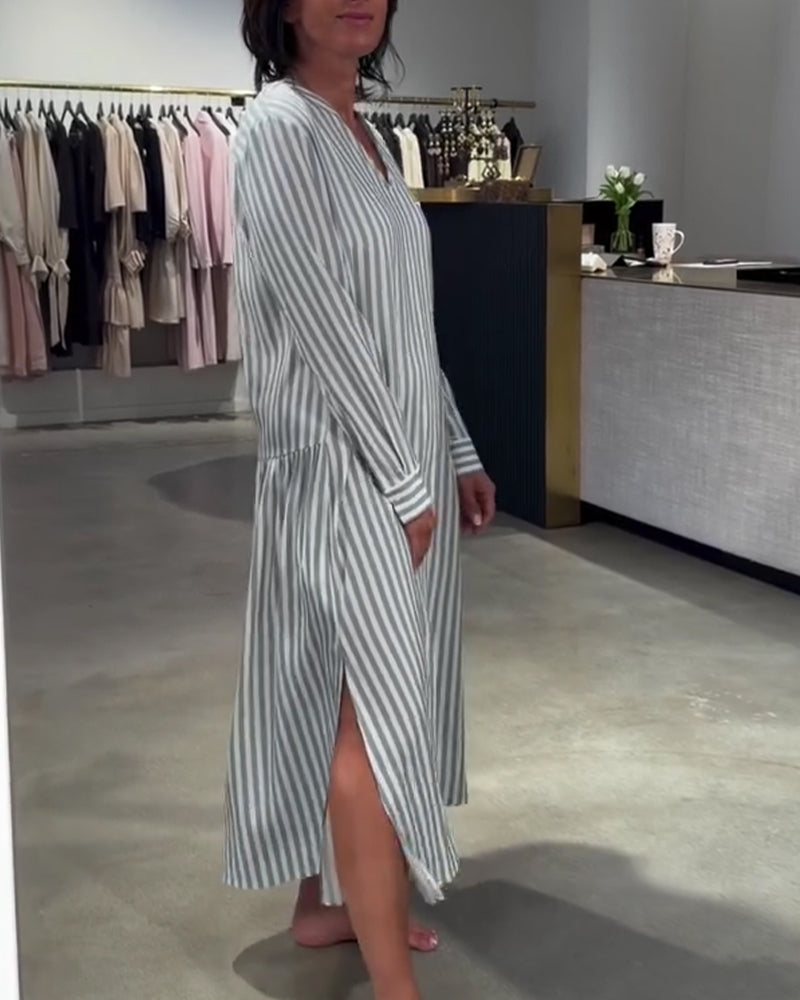 Klänning Randig Sidoslits Maxi