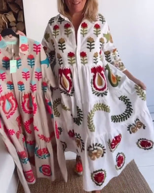 Klänning Blommigt Grafiskt Tryck