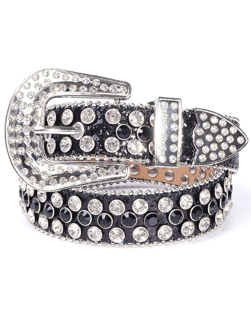 JASGOOD Bälte För Kvinnor Och Män Med Strass, Bling Västern Cowgirl Cowboy Nitläderbälte, Diamant Midjebälte För Jeans Och Byxor