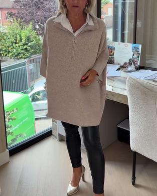 Pullover Ståkrage Halv Dragkedja Lös