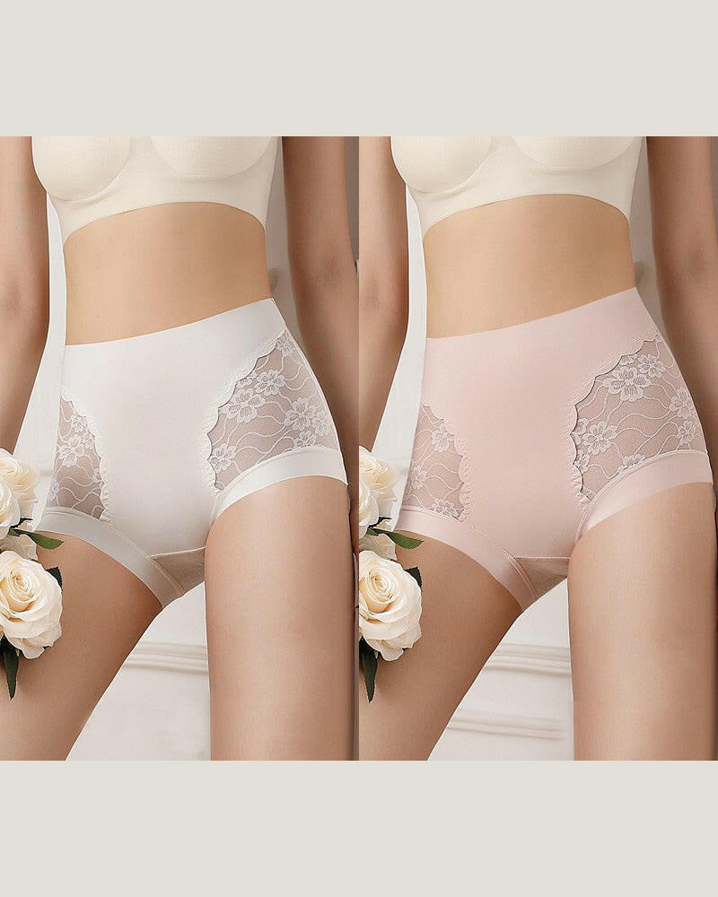 Dam Hög Midja Spets Sömlöst Stretch Sidenmjukt Underkläder